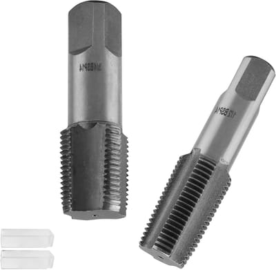 2 stuks draadtap met doos, 1/2 inch en 3/4 inch rechtse groefschroefdraadfrees voor loodgieterswerk, mechanische reparatie en doe-het-zelf projecten, krachtig tapgereedschap voor precisiewerk