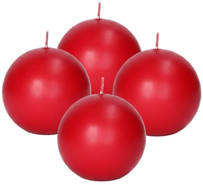 Trend Candles Bolkaars glad - 4x - rood - 8 cm - 25 branduren - ronde kaarsen