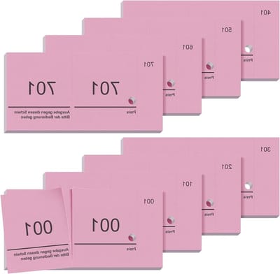 Genummerde Ticket Blokken - Lootjesboekjes Lotnummer Blokken - Evenementen Organiseren - Dubbelzijdig Afscheurbaar - 10x5 cm - Roze