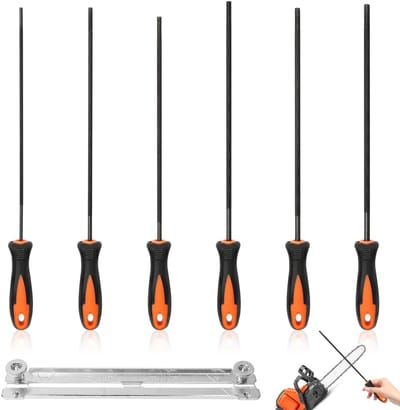 Dailygoods- Kettingzaagvijl Set - 6 Stuks - Ronde Vijl - Vijlhouder - Hoogwaardige Metalen Vijlen - Geschikt voor Doe-Het-Zelvers - Duurzaam - Vijlset