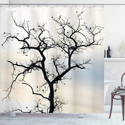 ABAKUHAUS Wald Douchegordijn – 175x200 cm – Grijs/Zwart