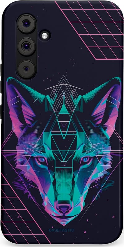 Casetastic hoesje geschikt voor Samsung Galaxy A54 (2023) 5G - Dubbellaagse bescherming - Neon Wolf - Fashion Case - Donkerblauw