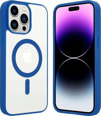 ShieldCase telefoonhoesje geschikt voor Apple iPhone 14 Pro Max Magneet hoesje transparant gekleurde rand - blauw - Shockproof backcover hoesje - Hardcase hoesje - Siliconen hard case hoesje met Magneet ondersteuning
