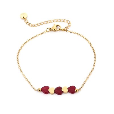 Hartjes armband Bordeaux
