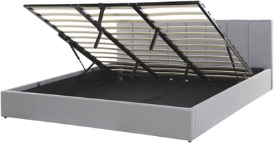 DREUX - Bed met opbergruimte - Lichtgrijs - 180 x 200 cm - Polyester