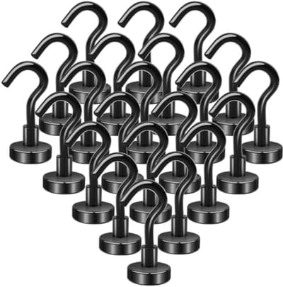 PromoHome Sterke Magnetische Haken Set - 22 Delen Zwart - Krachtige Neodymium Magneten