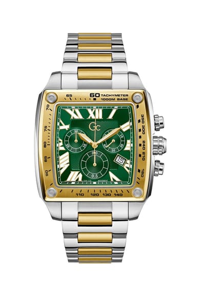 Gc Gc Retrofit Chrono Metal Quartz Chronograafhorloge Zilverkleurig En Goudkleurig Kast Gemaakt Van 100% Roestvrij Staal En Een Armband Van 100% Roestvrij Staal 45 Z56004G7, Z56006G9