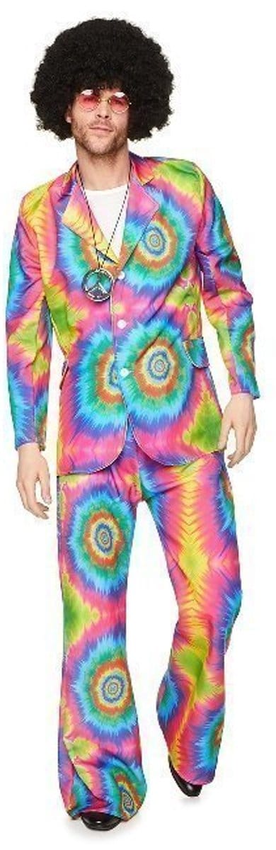 Karnival Costumes Tye Dye Suit Verkleedpak Flower Power Heren Carnavalskleding Heren Carnaval Foute Party Jaren 60 Jaren 70 '60 '70 - Polyester - Maat M - 2-Delig Top/Broek