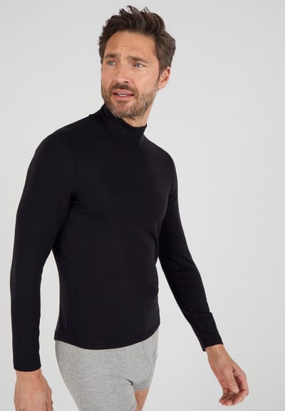 Damart - T-shirt met opstaande kraag Thermolactyl Sensitive - Heren - Zwart - (110-117) XL
