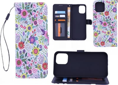 Telefoonhoesje Geschikt voor: iPhone 12 Pro Max Bookcase hoesje met print - Flowers
