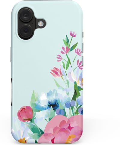 Casetastic hoesje geschikt voor Apple iPhone 16 - MagSafe - Dubbellaagse bescherming - Dagdroom in bloei - Fashion Case - Lichtgrijs Lichtroze