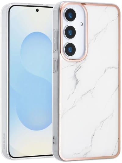 TPU Back Cover hoesje - Marble Wit Print - Geschikt voor: Samsung Galaxy S25