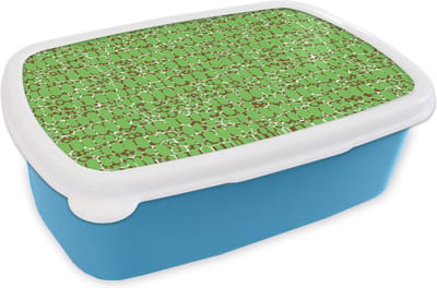 Broodtrommel Blauw - Lunchbox - Brooddoos - Krokodil - Structuur - Patronen - Groen - 18x12x6 cm - Kinderen - Jongen