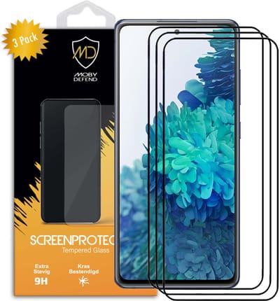3-Pack MobyDefend Screenprotectors - Geschikt voor Samsung Galaxy S20 FE - Screensavers Met Zwarte Randen - Gehard Glas