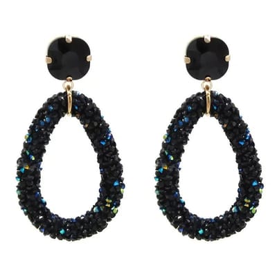 Aramat Jewels | Oorhangers | Elegante Druzy Oorbellen – Zwart – 58x30mm | | | | | | | Verkleurd niet