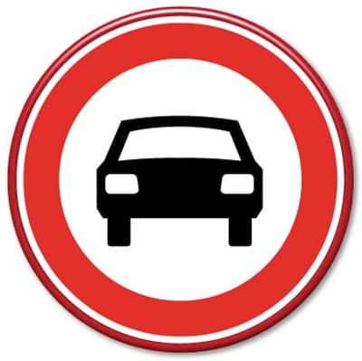 Verkeersbord verboden voor auto's - Weerbestendig Aluminium - Ø60 cm - Bevestiging: Met hekbeugels (voor spijlen- of gaashek)