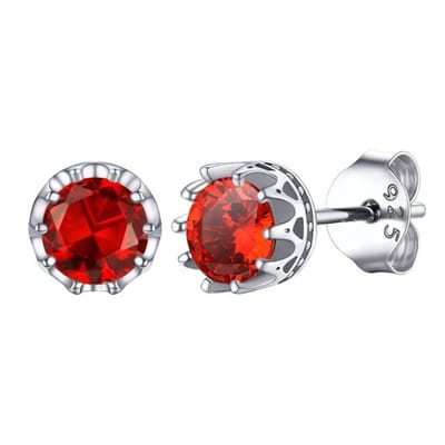 Dailygoods - Oorstuds - Gekroond Zilver 925 - Elegant Design - Synthetische Robijn - Perfect voor Elke Gelegenheid - Uniek en Tijdloos
