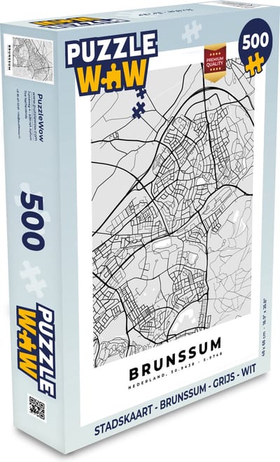 Puzzel Stadskaart - Brunssum - Grijs - Wit - Legpuzzel - Puzzel 500 stukjes - Plattegrond