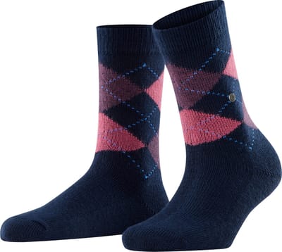 Burlington Whitby gedessineerd materiaal sokken dames blauw - maat 36-41