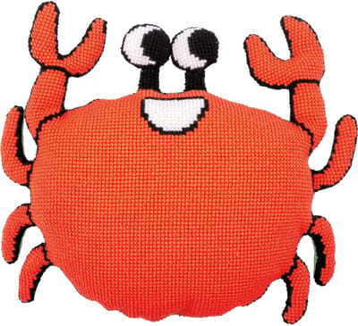 Vervaco - Kruissteekvormkussen kit met rug - Eva Mouton - Krab - PN-0196977 - Borduren - Borduurpakket - Borduurpakket volwassenen - Borduurpakket kind