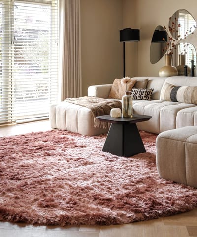 Velvet vloerkleed rond - Auréa roze 100