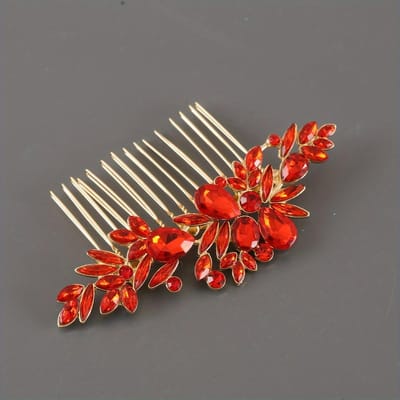 Grands Accessoires pour Yeux avec Strass Disposés pour les Cadeaux de la Saison des Mariages, les Cadeaux de Fête, les Peignes Métalliques, les Ornements de Cheveux et les Coiffes. rouge