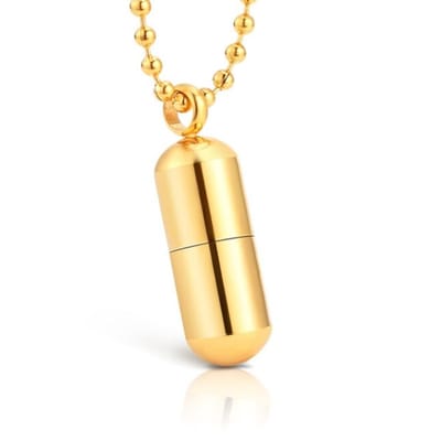 LGT Jewels heren ketting Edelstaal Pill Case Goudkleurig