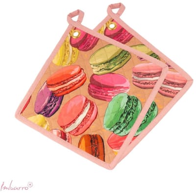 Imbarro Home & Fashion Pannenlappen Macarons – Katoen Keuken Set van 2 – 22 x 22 cm