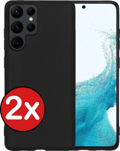 Hoesje - 2 Stuks - Geschikt voor Samsung Galaxy S22 Ultra - Sterk & Shockproof - Telefoonhoes - Back Cover - Case Siliconen - Telefoon Hoes - Zwart