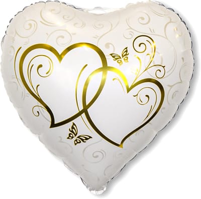 LUQ – Folieballon Chic Hart – Wit-Goud – Luxe Romantische Valentijn Decoratie – Valentine Versiering – Helium Ready