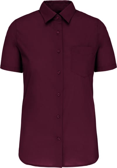 Kariban Overhemd in onderhoudsvriendelijk polykatoen-popeline korte mouwen dames K548 - Wine - 3XL