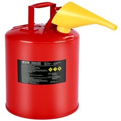 VEVOR Veiligheidsjerrycan, 19 Liter Type I, Veiligheidscontainer voor Benzine met Vlamdover, Zelfsluitend Deksel en Pe-Trechter, Ergonomische Handgreep, Opslagcontainer voor Ontvlambare Stoffen, Rood