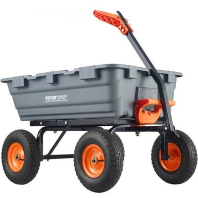 VEVOR Tuinwagen, Tuinkar met eenvoudig te monteren stalen frame, Tuinwagen met omvormbare 2-in-1 handgreep, Multifunctionele kruiwagen met een capaciteit van 680 kg, 33 cm banden