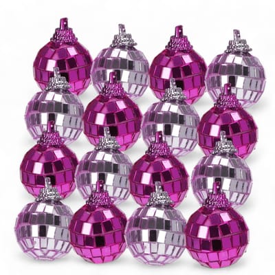 Dailygoods- Spiegelballen 4 cm - 16 Stuks - Roze Discoballen - Woondecoratie - Kerstdecoratie - Feestdecoratie - Elegante Touch