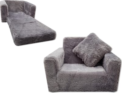 Peuterstoel - kinder slaapbankje - 50x50x40 cm - pluche - grijs