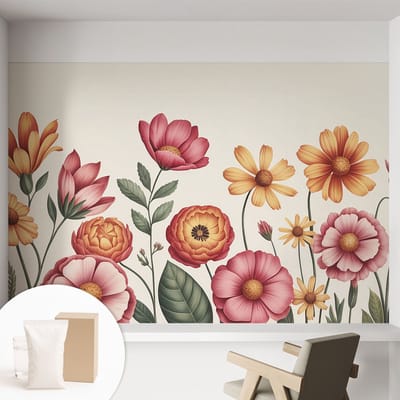 Coloray Behang - Bloemarrangement Wandbekleding - 152x104 cm - Roze Behang - Voor natuurliefhebbers en bloemenliefhebbers - Behang Voor de slaapkamer, woonkamer en keuken - Vliesbehang Bloemen en planten