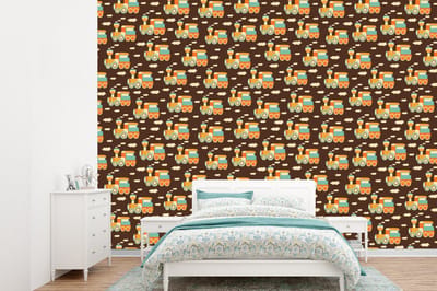 Behang - Fotobehang Patronen - Trein - Vintage - Kind - Jongens - Kinderen - Kids - Breedte 360 cm x hoogte 260 cm