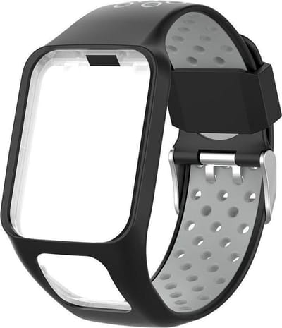 KELERINO. Siliconen bandje geschikt voor TomTom Runner/Spark modellen - Zwart / Grijs