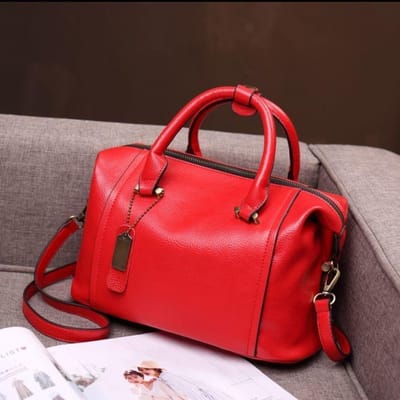 Leren Dames Tassen, Crossbody Tassen, Grote Zachte Puur Lederen Handtassen, Counter Schoudertassen, Veelzijdige Dames Tassen red