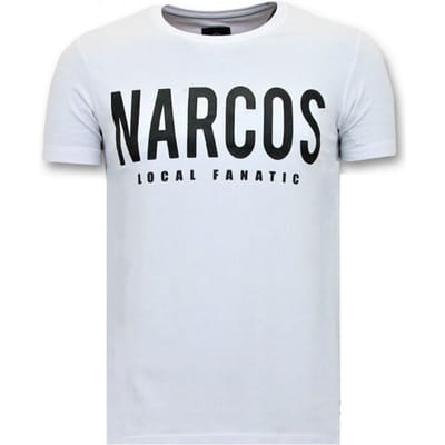 T-shirt Heren met Opdruk - Narcos Pablo Escobar - Wit