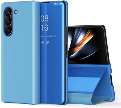 Geschikt voor Samsung Z Fold 6 - Clear View Cover - Display smart view hoesje - Blauw
