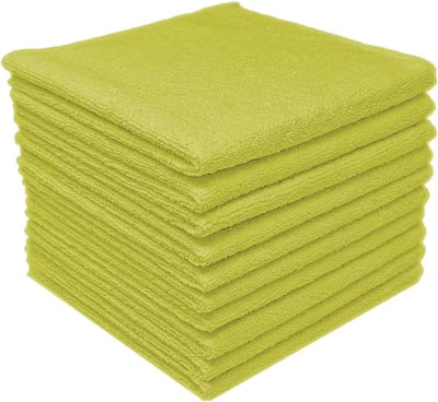Famanu - Microvezeldoeken 10 stuks | 30 x 30 cm | geel | wasbaar | voor huishouden, auto motorfiets etc. | poetsdoeken | poetsdoeken | huishouddo