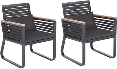 CANETTO - Tuinstoel set van 2 - Zwart - Aluminium