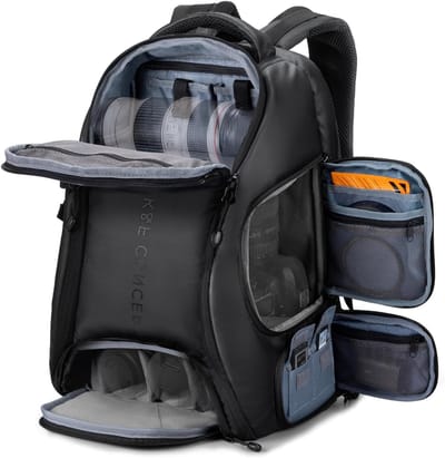 Ruime Camera Tas voor Fotografen met Regenhoes en Laptopvak voor 16 Inch, Geschikt voor Canon, Nikon, Sony en DJI Mavic Drones