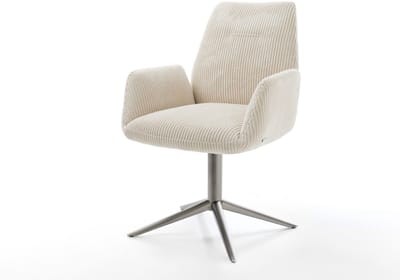 Eetkamerstoel Zoa-Flex kruispoot grafiet koord beige 360° draaibaar rocker-functie pocketveer kern