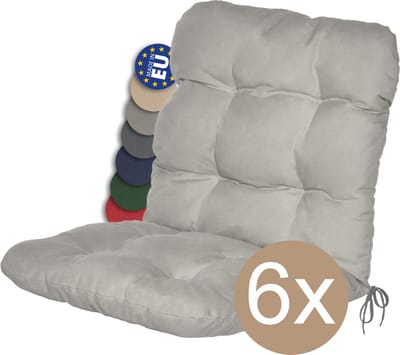 Beautissu Flair NL – Set van 6 Tuinkussen Lage Rug Grijs– 100x50 cm – Zitkussen Matraskussen voor Tuin Meubelen