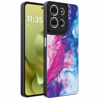 Geschikt voor Motorola Moto G86 Telefoonhoesje met Roze Blauw Marmer Opdruk - TPU Backcover Case Rose Blue Marble Design - Smartphonica geschikt voor Motorola Moto G86