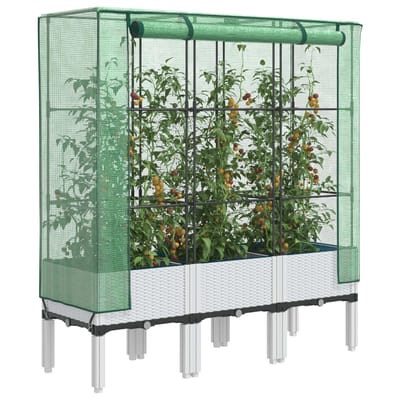 vidaXL - Plantenbak - verhoogd - met - kashoes - 120x40x140 - cm - rattanlook