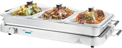 Elektrische Warmhoudplaat - Voedselverwarmer Buffet - Gerechten Warm Houden - Temperatuurregelaar - 9 Liter - Zilver