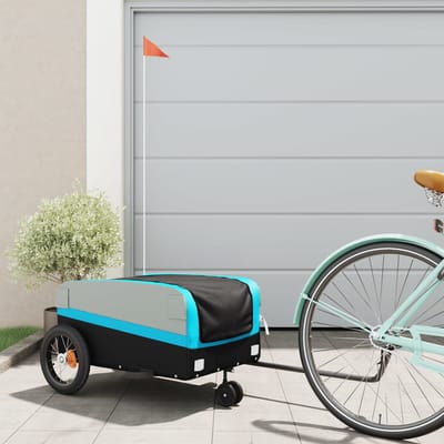 vidaXL - Fietstrailer - 30 - kg - ijzer - zwart - en - blauw